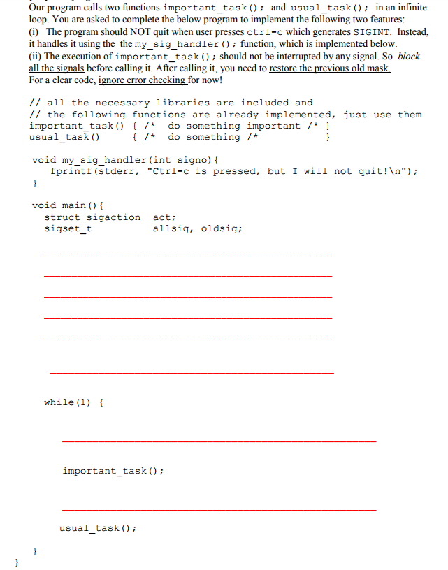 Solved Our Program Calls Two Functions Important Task and Chegg