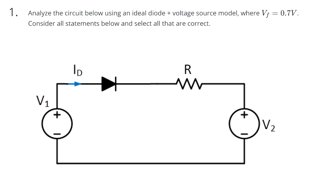 Solved 1. Analyze The Circuit Below Using An Ideal Diode | Chegg.com