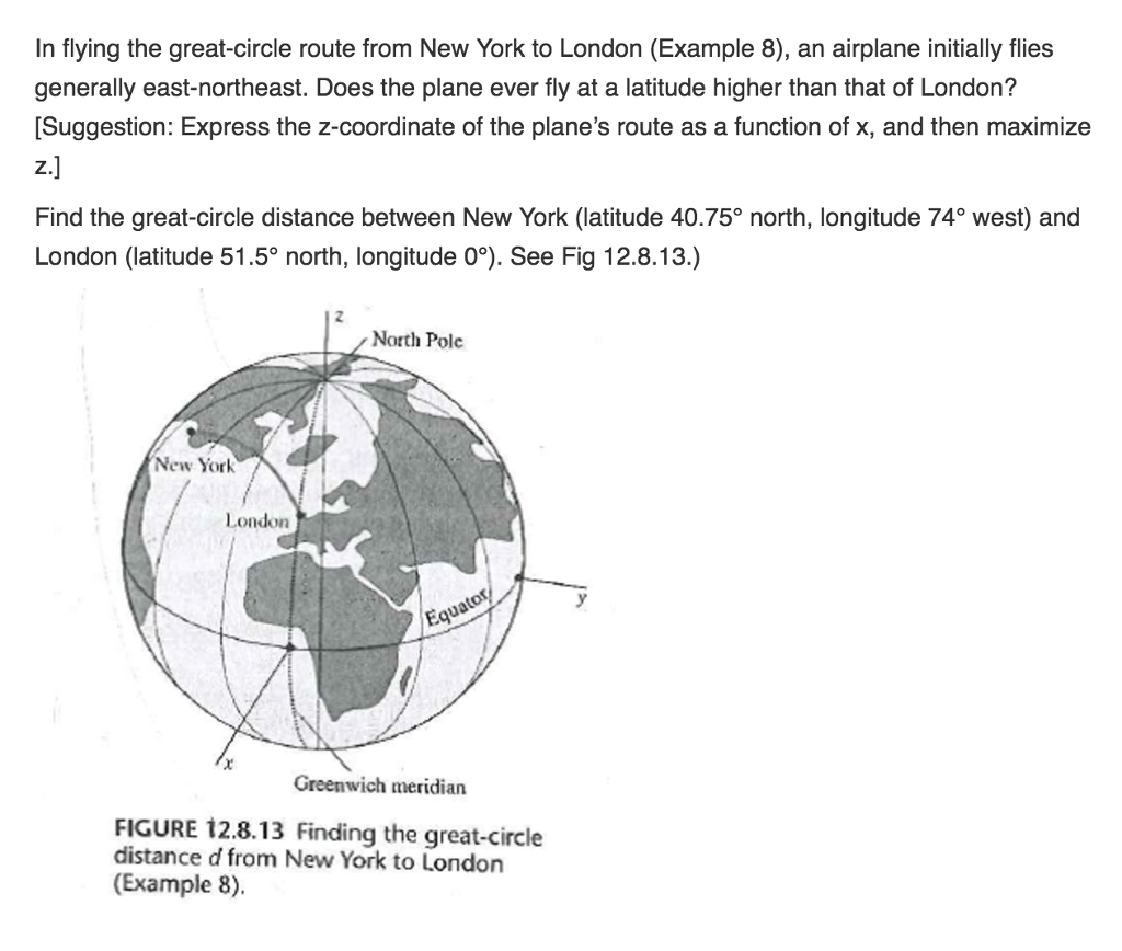 Solved In Flying The Great Circle Route From New York To Chegg Com   PhpcEU6xk 