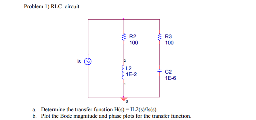 Solved RLC circuit Determine the transfer function H(s) = | Chegg.com
