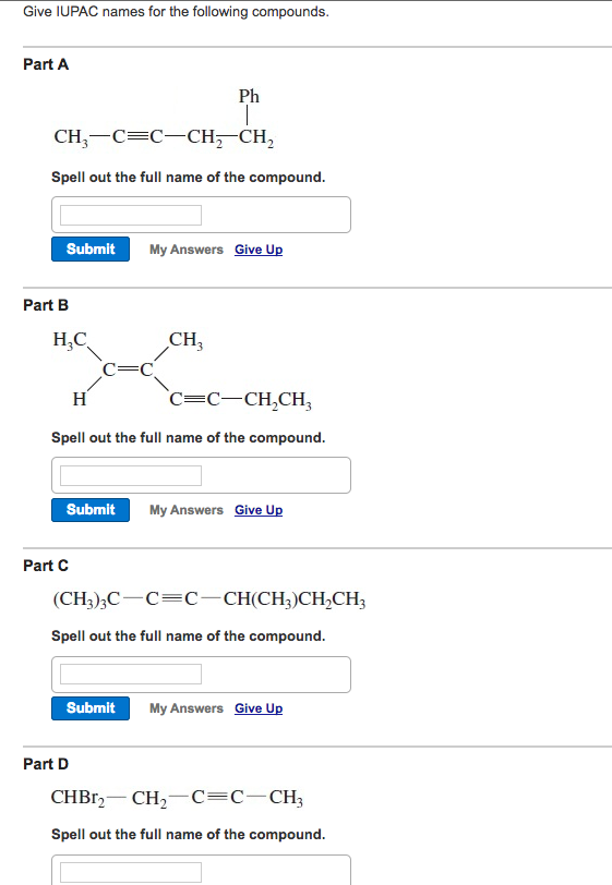 Solved Give Iupac Names For The Following Compounds Part A