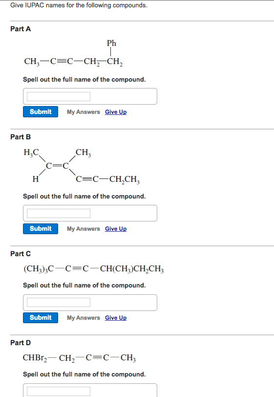 Solved Give Iupac Names For The Following Compounds Part A 2908