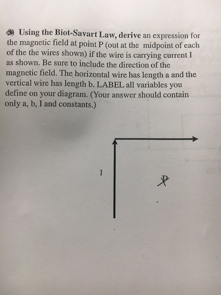 Solved Using The Biot Savart Law Derive An Expression For 