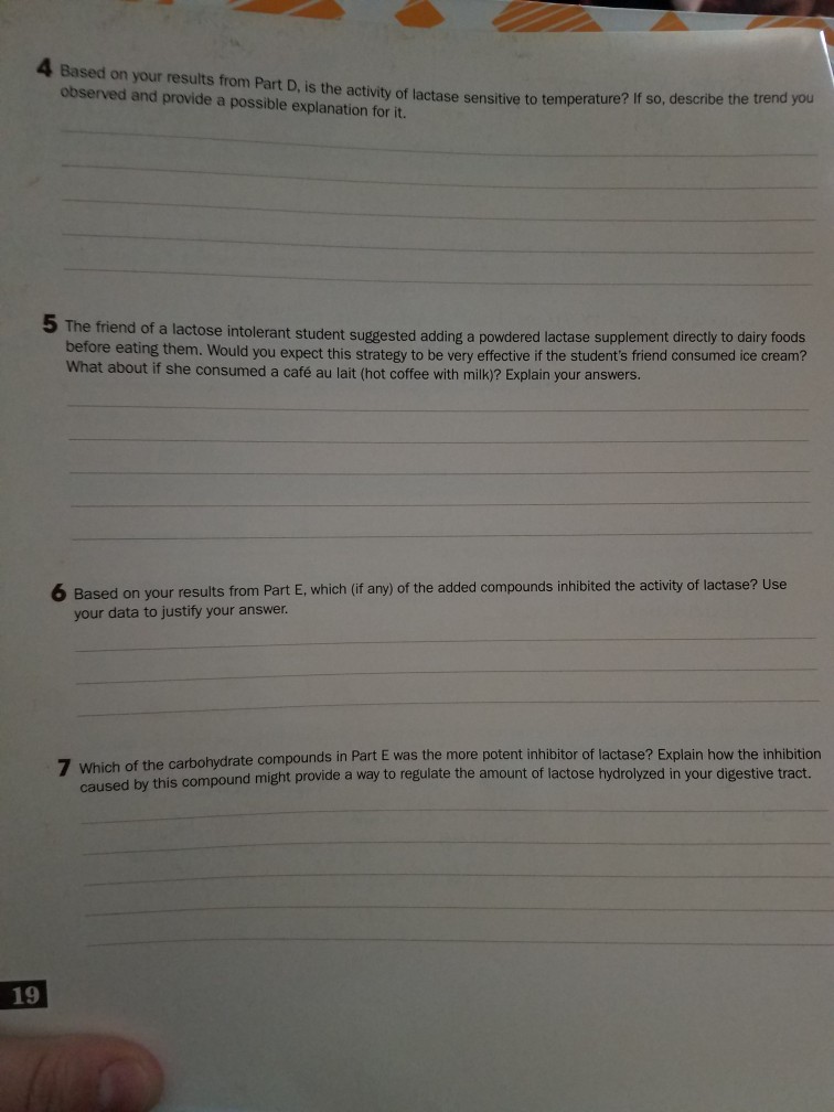 Solved Part D Temperature Sensitivity of Lactase Lactase