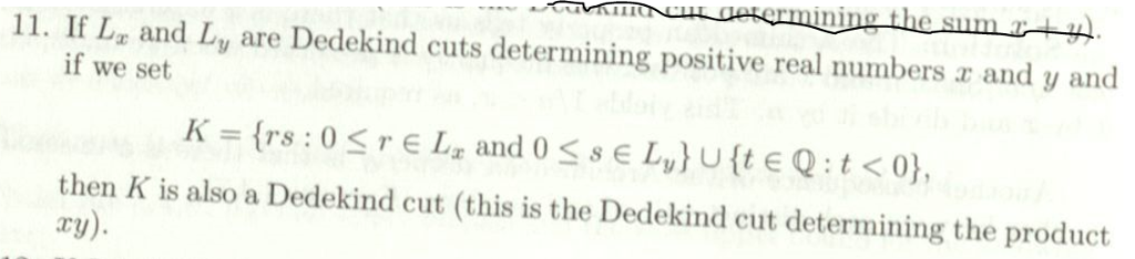 Solved ining the sum 11. If L and Ly are Dedekind cuts