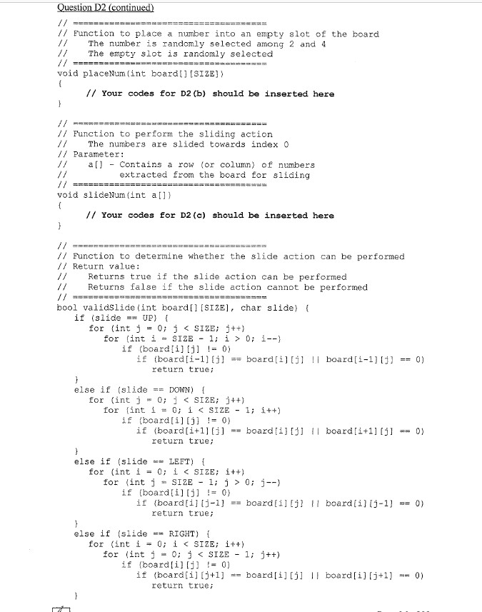 Question D2 The following C++ program simulates a | Chegg.com