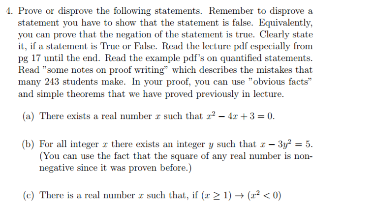 Solved 4 Prove Or Disprove The Following Statements 8151