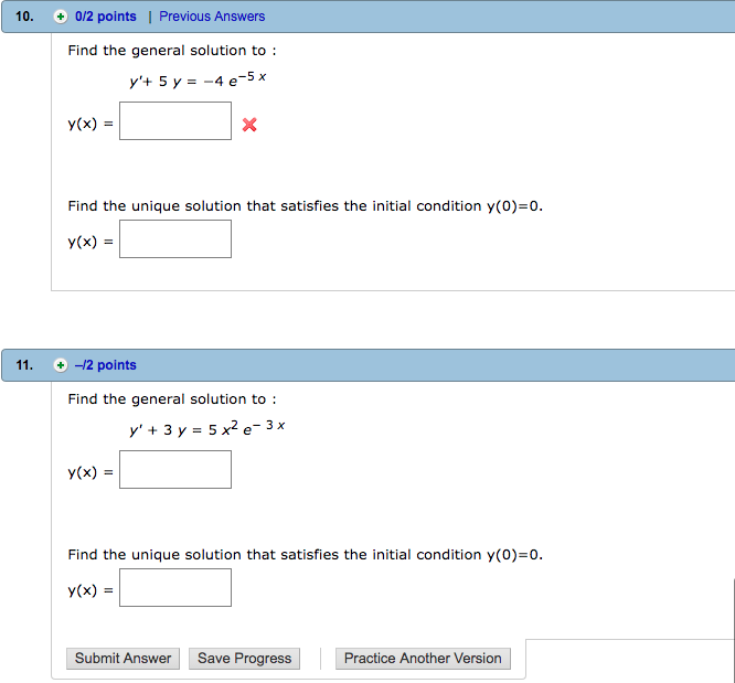 Solved 10 0/2 points | Previous Answers Find the general | Chegg.com