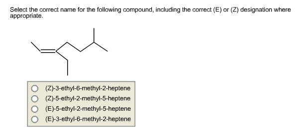 Solved Select the correct name for the following compound, | Chegg.com