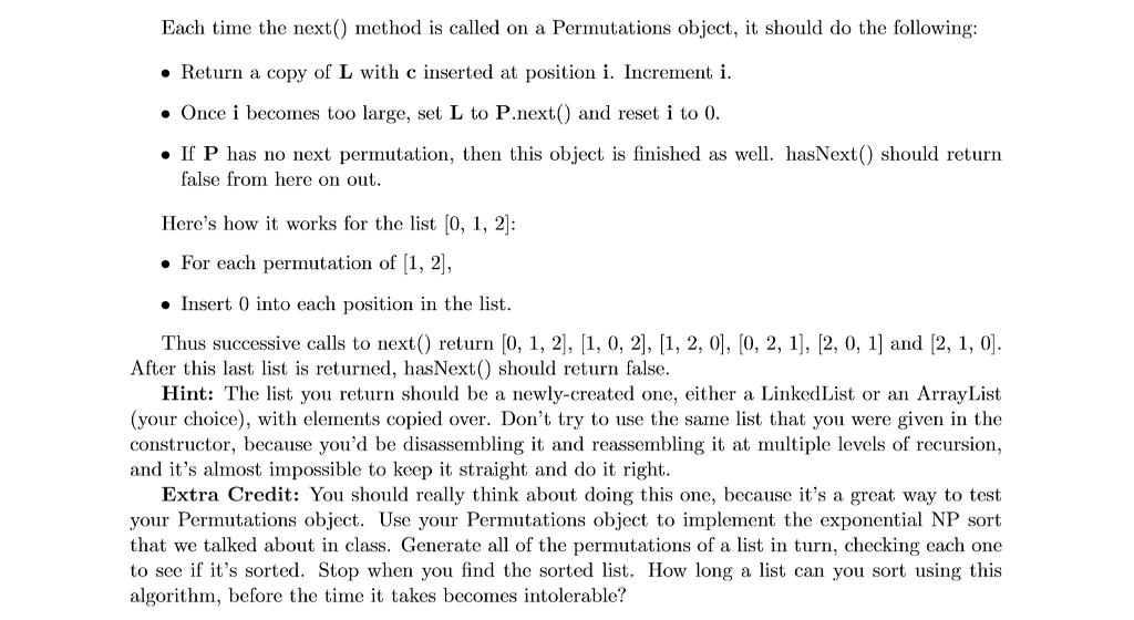 2 Permutations (30 points) Implement a class that | Chegg.com