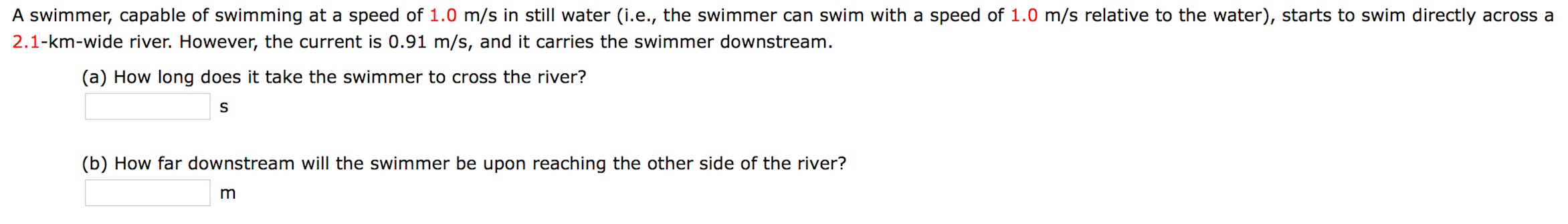 Solved A Swimmer Capable Of Swimming At A Speed Of 1 0 M S Chegg Solved A Swimmer Capable Of Swimming At A Speed Of 1 0 M S Chegg