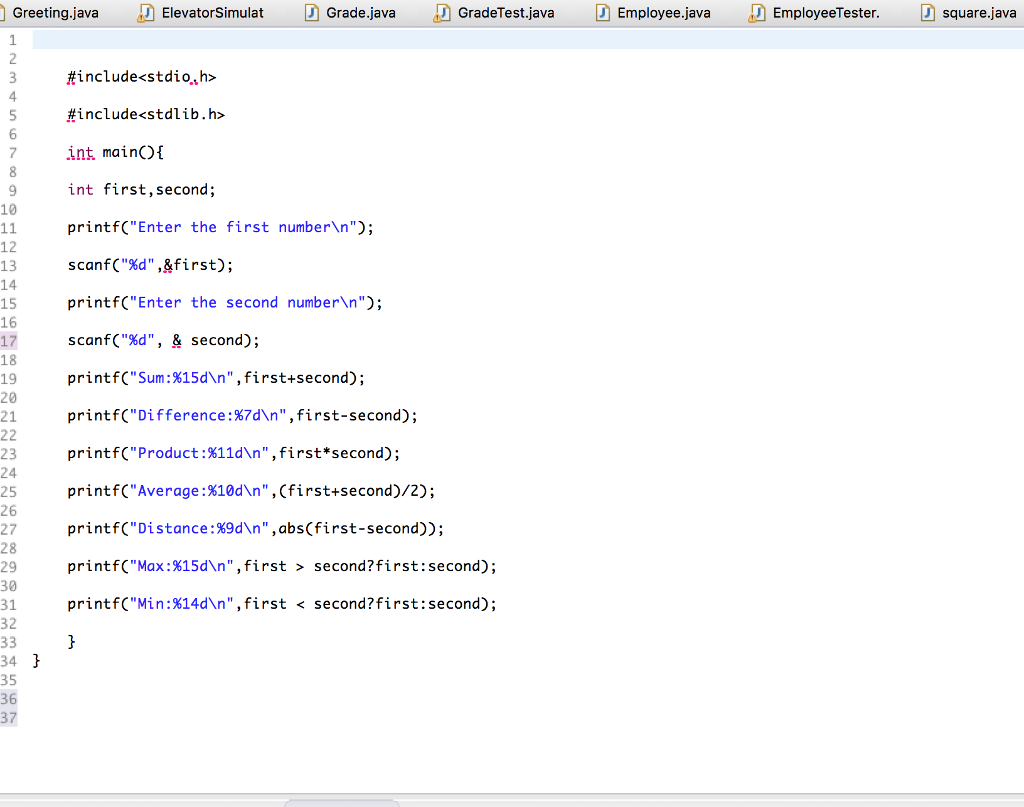 Solved Greeting.java ElevatorSimulat Grade.java | Chegg.com
