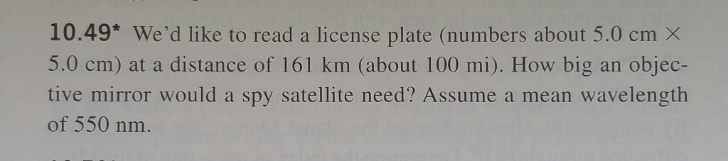 Distance Read Number Plate Solved We'd like to read a license plate (numbers about 5.0 | Chegg.com