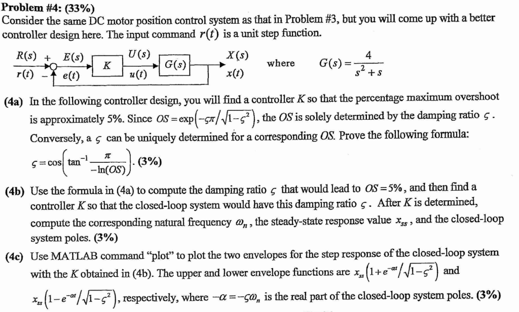 Solved Problem #4: (33%) Consider The Same DC Motor Position | Chegg.com