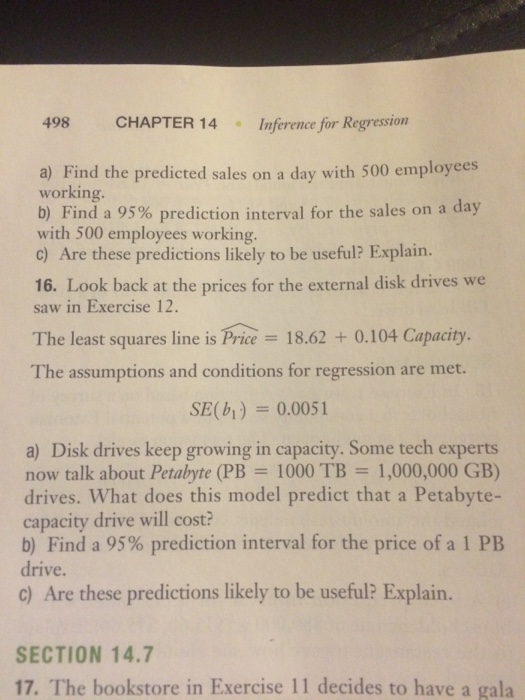 Solved 498 CHAPTER 14 Inference for Regression a) Find the | Chegg.com