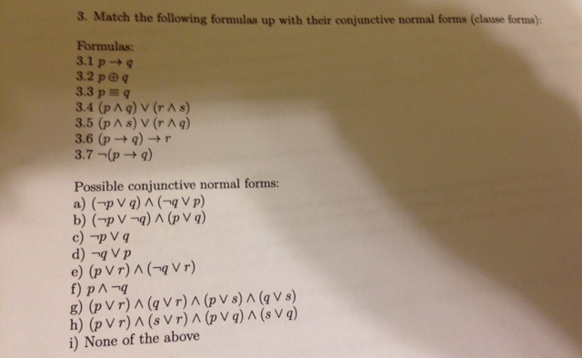Solved Match The Following Formulas Up With Their Chegg