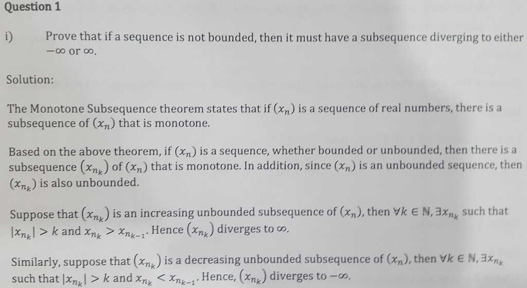 Solved Prove That If A Sequence Is Not Bounded, Then It Must | Chegg.com