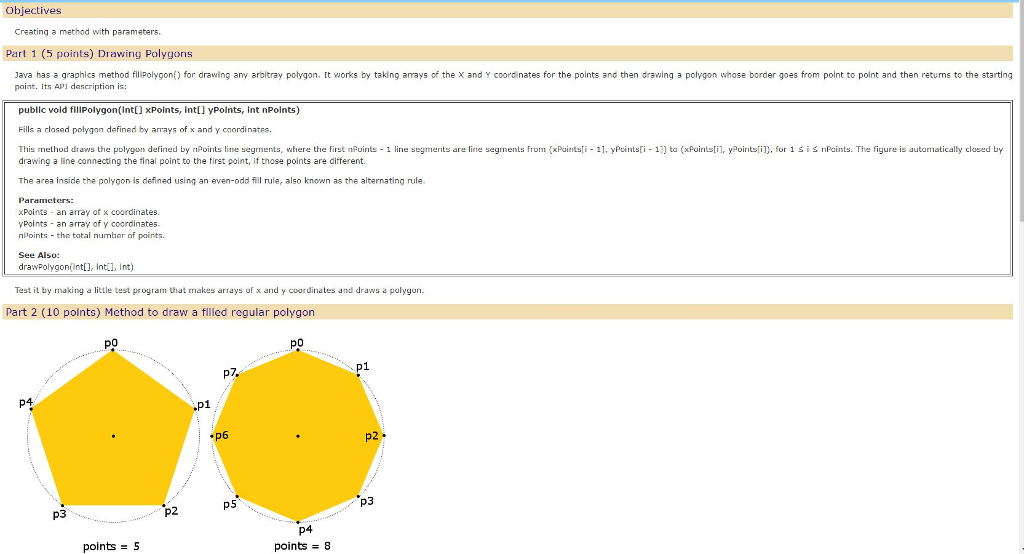 Objectives Creating a method with parameters. Part 1 | Chegg.com