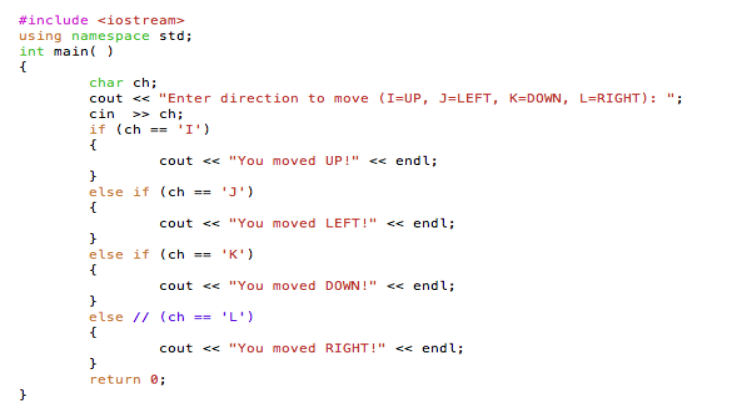 Solved #include using namespace std; int main) char ch; | Chegg.com
