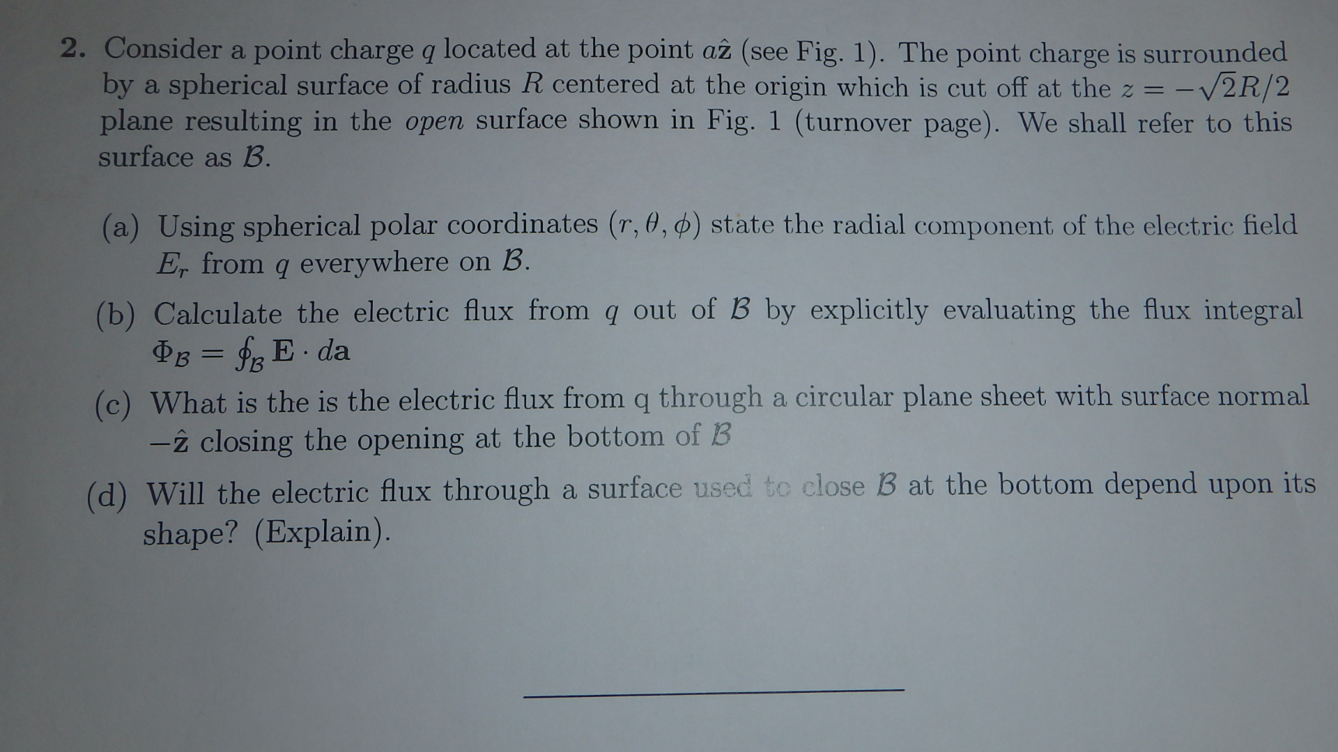 Solved Consider a point charge q located at the point a z | Chegg.com