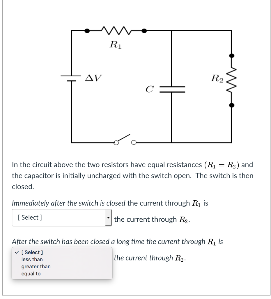 Solved R1 R2 In The Circuit Above The Two Resistors Have Chegg