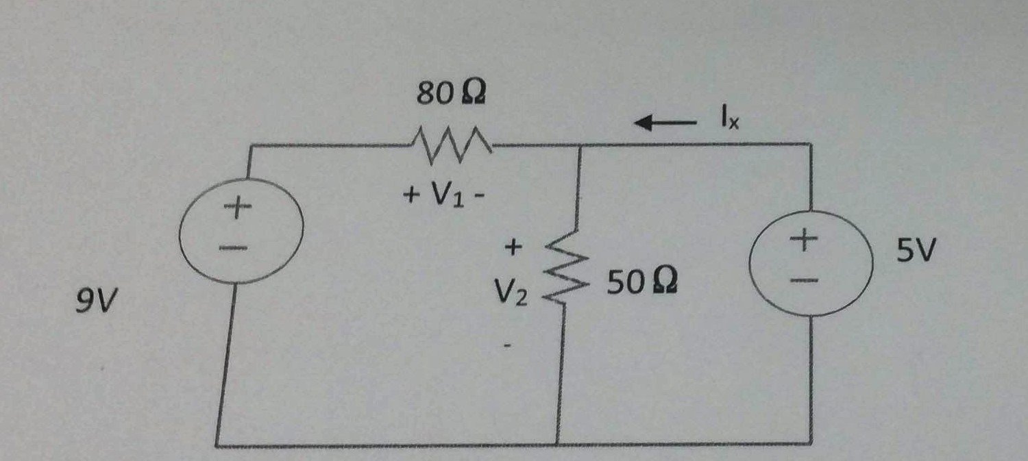 Solved 1) Using KVL and KCL, find V1, V2, and Ix for the | Chegg.com