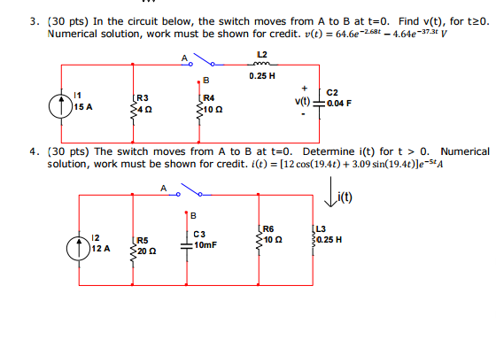 Solved In The Circuit Below, The Switch Moves From A To B At | Chegg.com