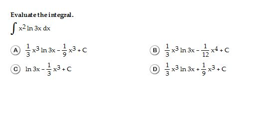 Solved Evaluate The Integral Integrate X 2 Ln 3x Dx Chegg solved-evaluate-the-integral-integrate-x-2-ln-3x-dx-chegg