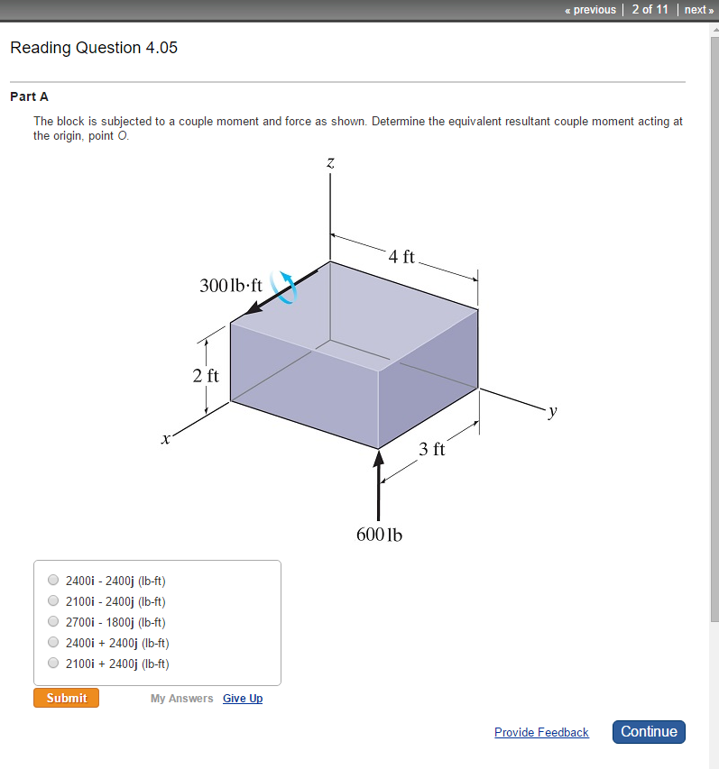 Solved The block is subjected to a couple moment and force | Chegg.com