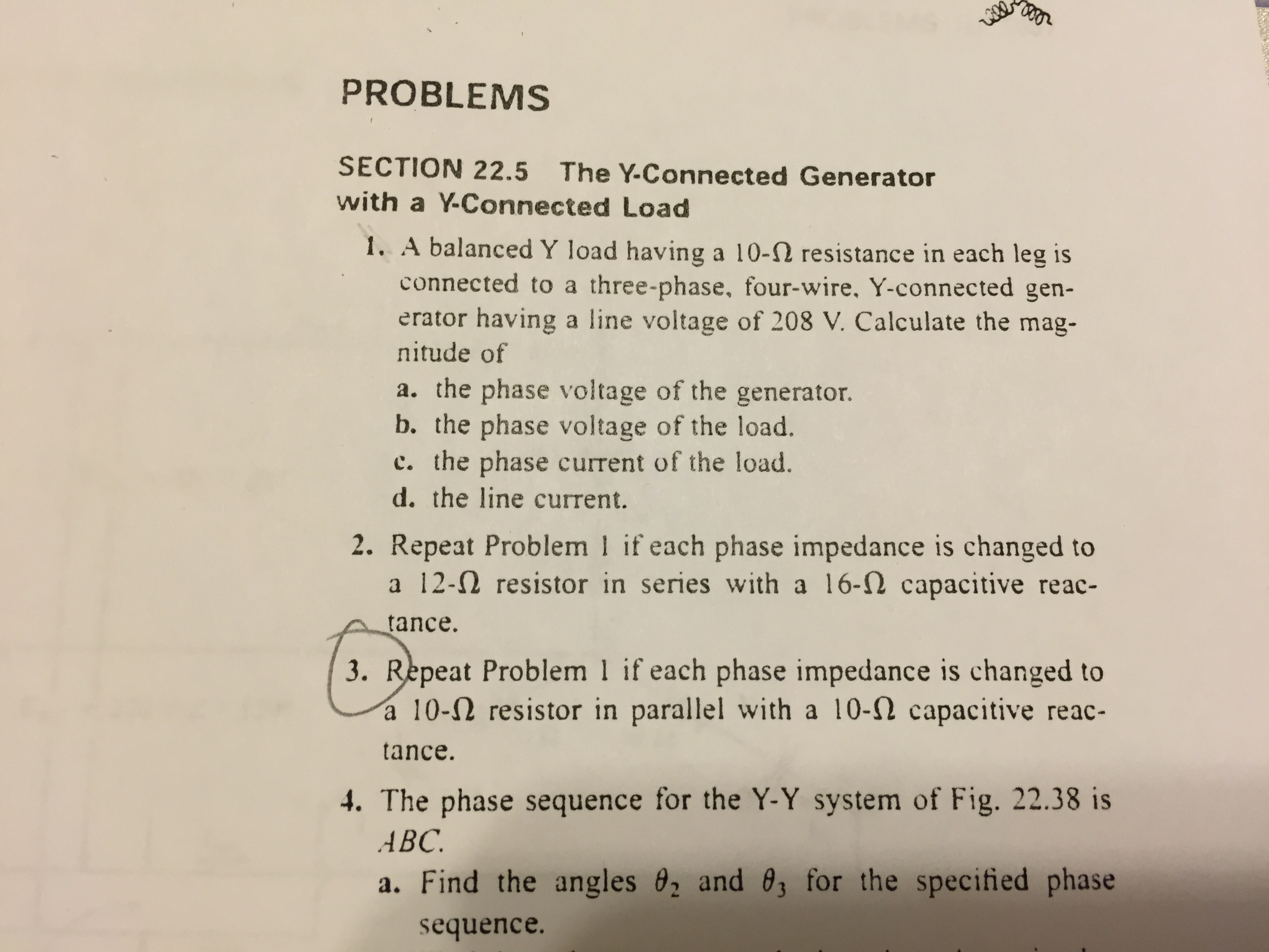 Solved A balanced Y load having a 10-Ohm resistance in each | Chegg.com