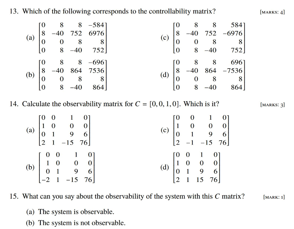 Solved The State, A, And B Matrices For This System Are: | Chegg.com