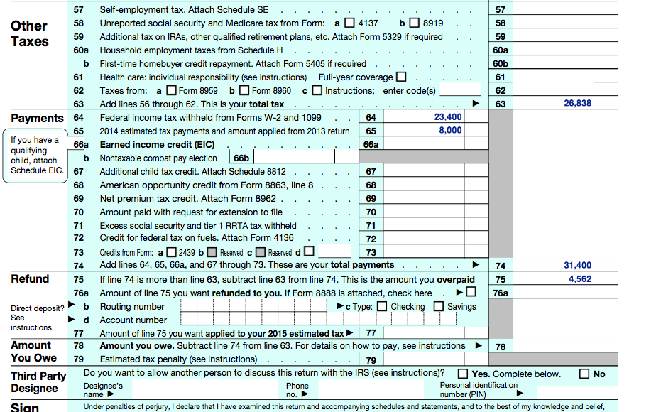 1040 Department of the Treasury-Intemal Revenue S | Chegg.com