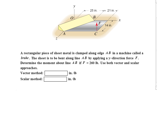 Solved A rectangular piece of sheet metal is clamped along | Chegg.com