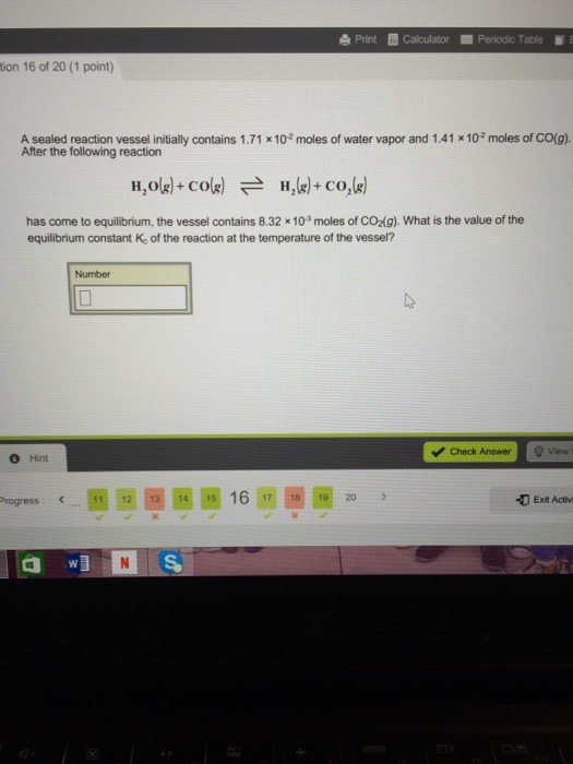 Solved A sealed reaction vessel initially contains 1.71