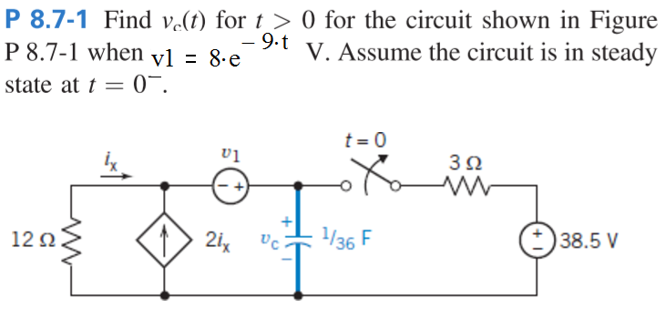 Solved Find v_c (t) for t > 0 for the circuit shown in | Chegg.com