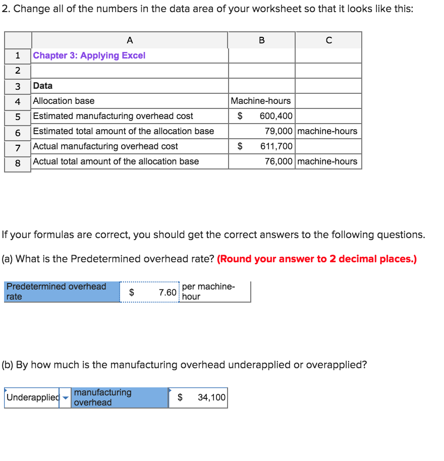 Solved 2. Change All Of The Numbers In The Data Area Of Your | Chegg.com