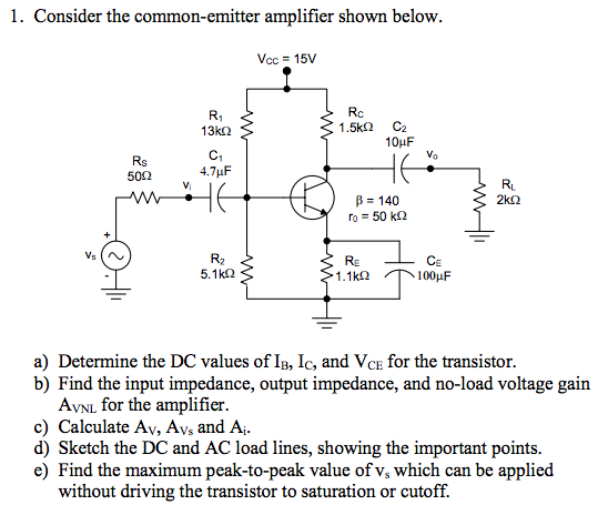 Solved Consider The Common Emitter Amplifier Shown Below 