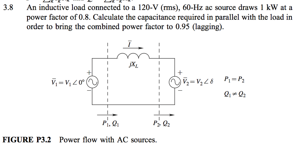 Solved An inductive load connected to a 120-V (rms), 60-Hz | Chegg.com