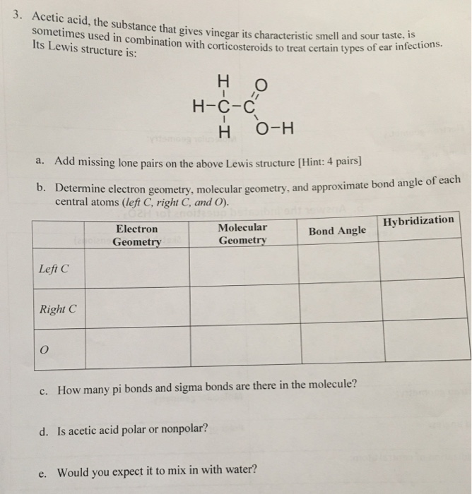 Solved Acetic acid the substance that gives vinegar its