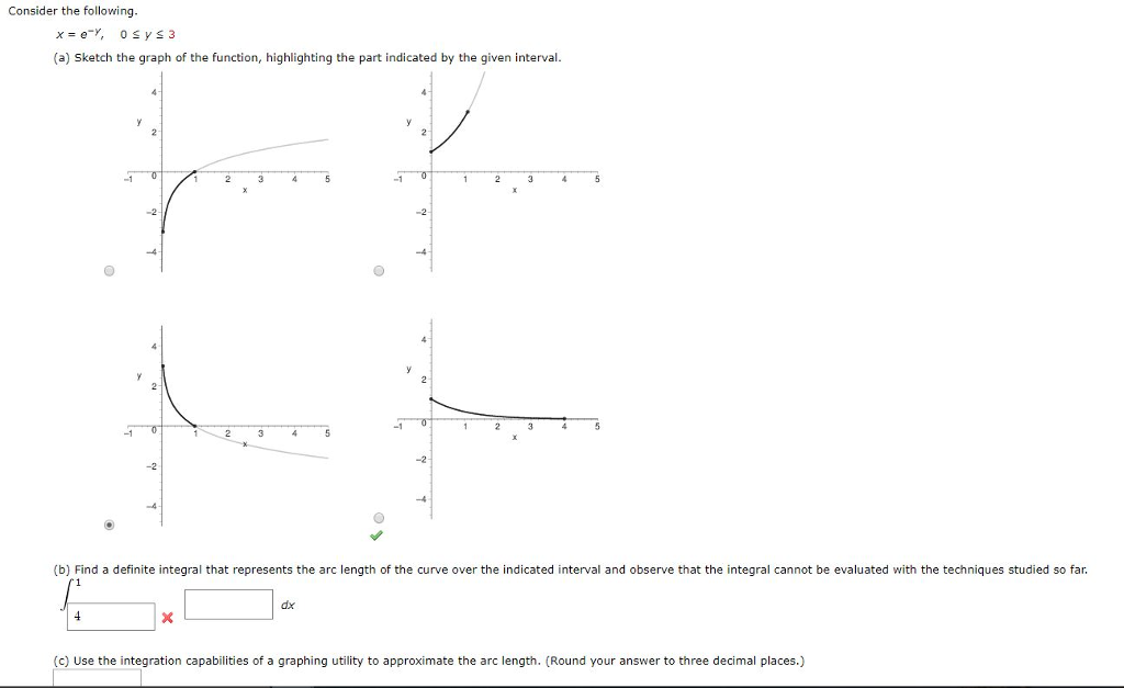 Solved Consider the following. x = e−y, 0 ≤ y ≤ 3 | Chegg.com