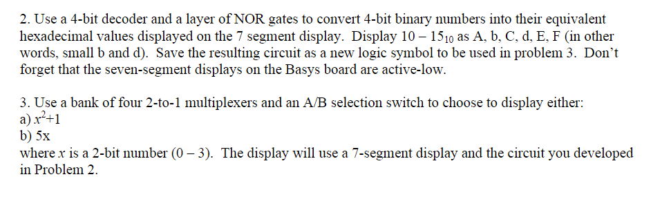 Solved 2. Use a 4-bit decoder and a layer of NOR gates to | Chegg.com