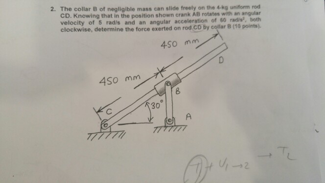 Solved The collar B of negligible mass can slide freely on | Chegg.com