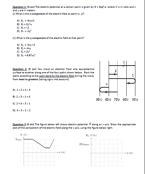 Solved The electric potential at a certain point is given by | Chegg.com