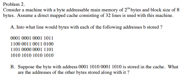 Solved Consider A Machine With A Byte Addressable Main