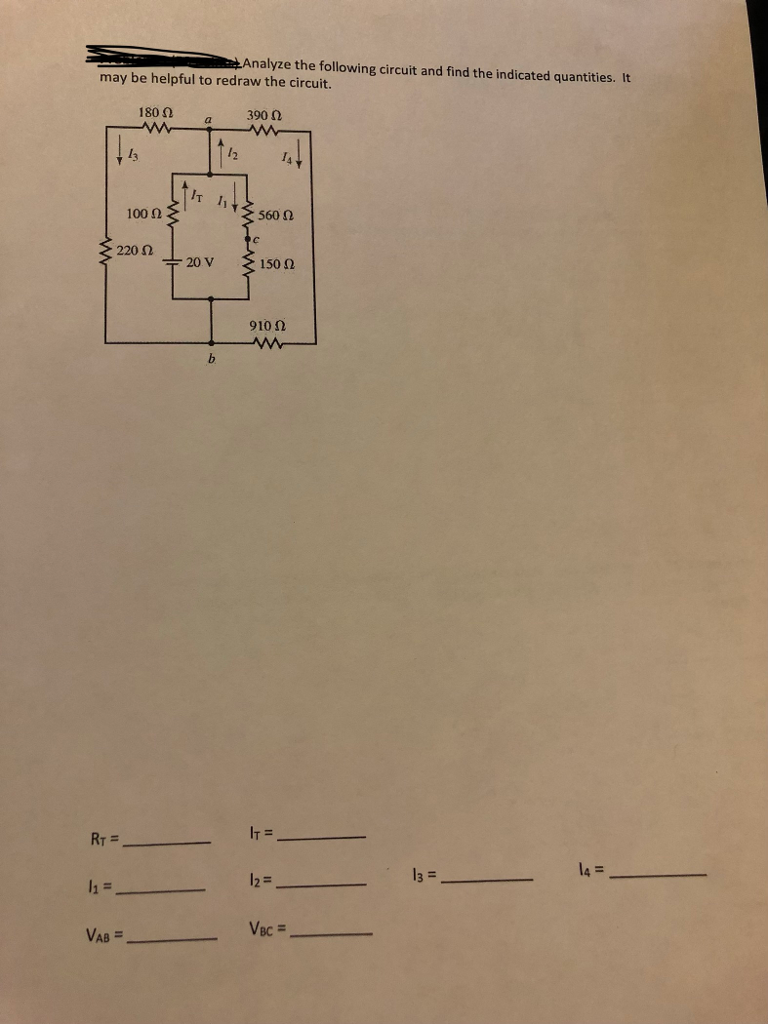 Solved Analyze The Following Circuit And Find The Indicated | Chegg.com