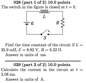Solved The switch in the figure is closed at t = 0. Find | Chegg.com
