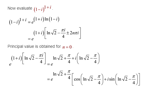 Solved Now evaluate (1-i) 1+i (1-91 + i=e(1+91n(I-i) 4 | Chegg.com