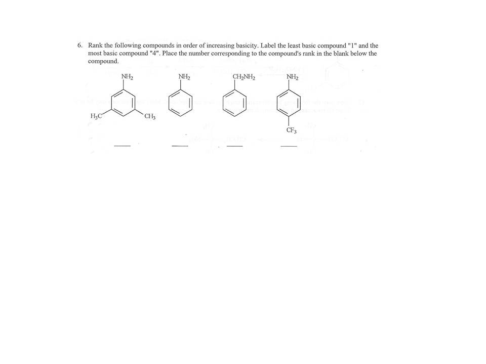 Solved 6. Rank the following compounds in order of | Chegg.com