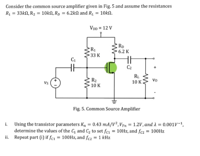 Solved Consider the common source amplifier given in Fig. 5 | Chegg.com