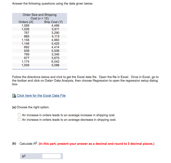 Solved Answer the following questions using the data given | Chegg.com